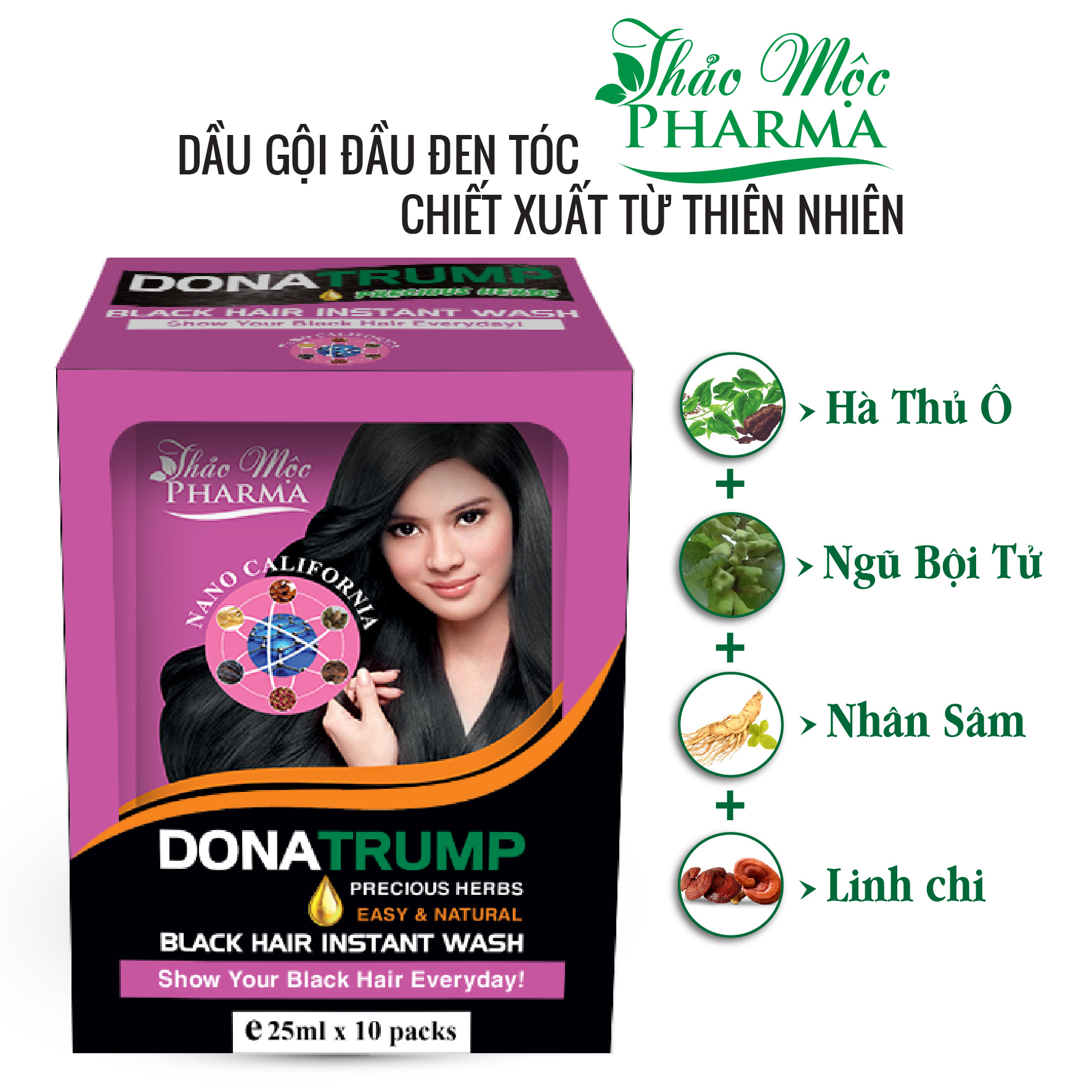 Dầu gội đầu Đen tóc Thảo Mộc Pharma - 10 gói