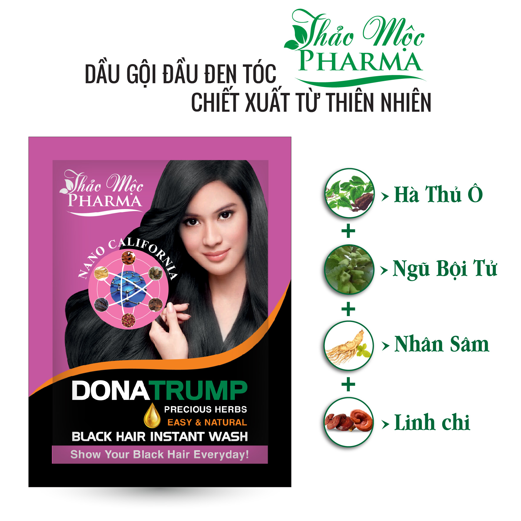 Dầu gội đầu Đen tóc Thảo Mộc Pharma