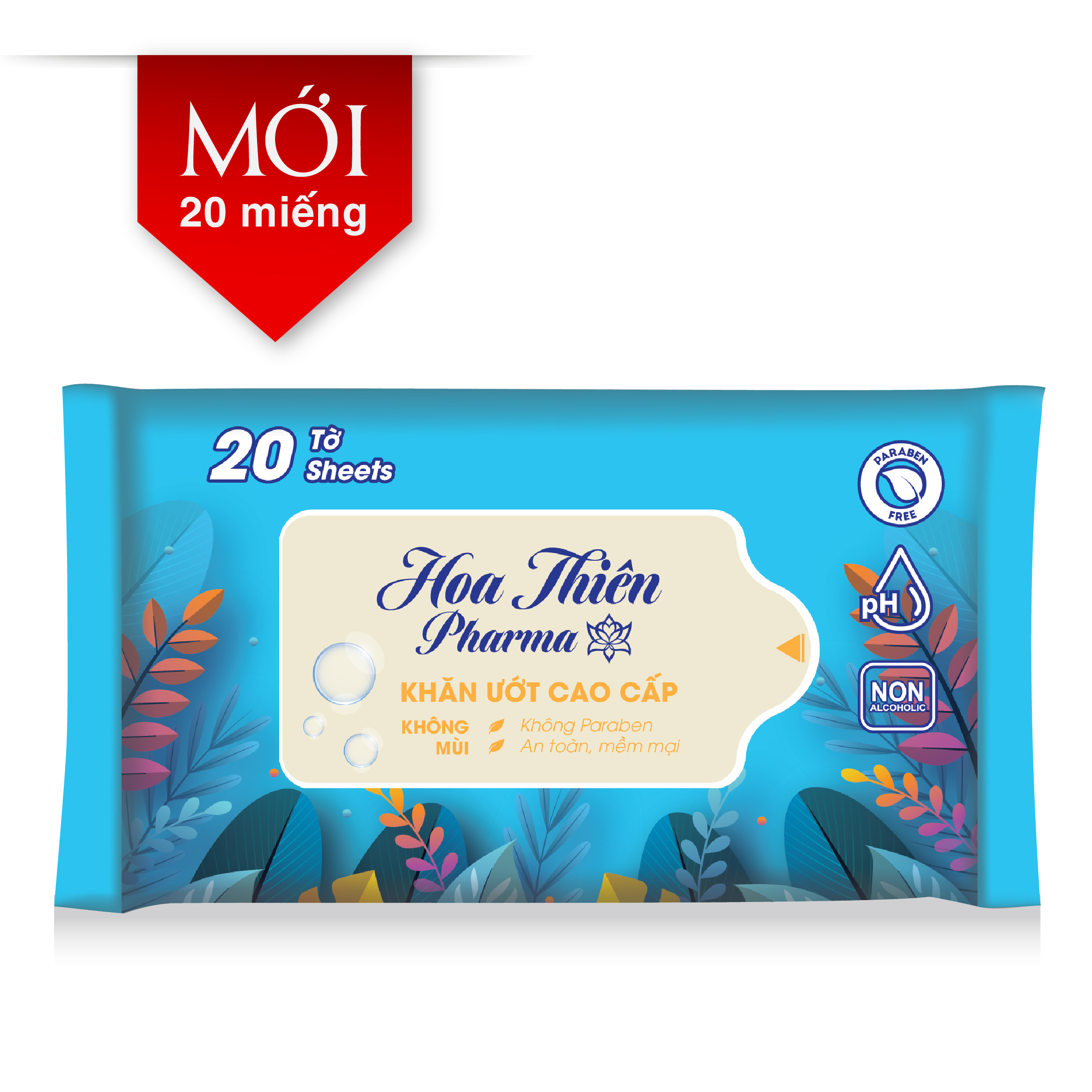 Khăn ướt HOA THIÊN Pharma K.mùi BLUE - 20M