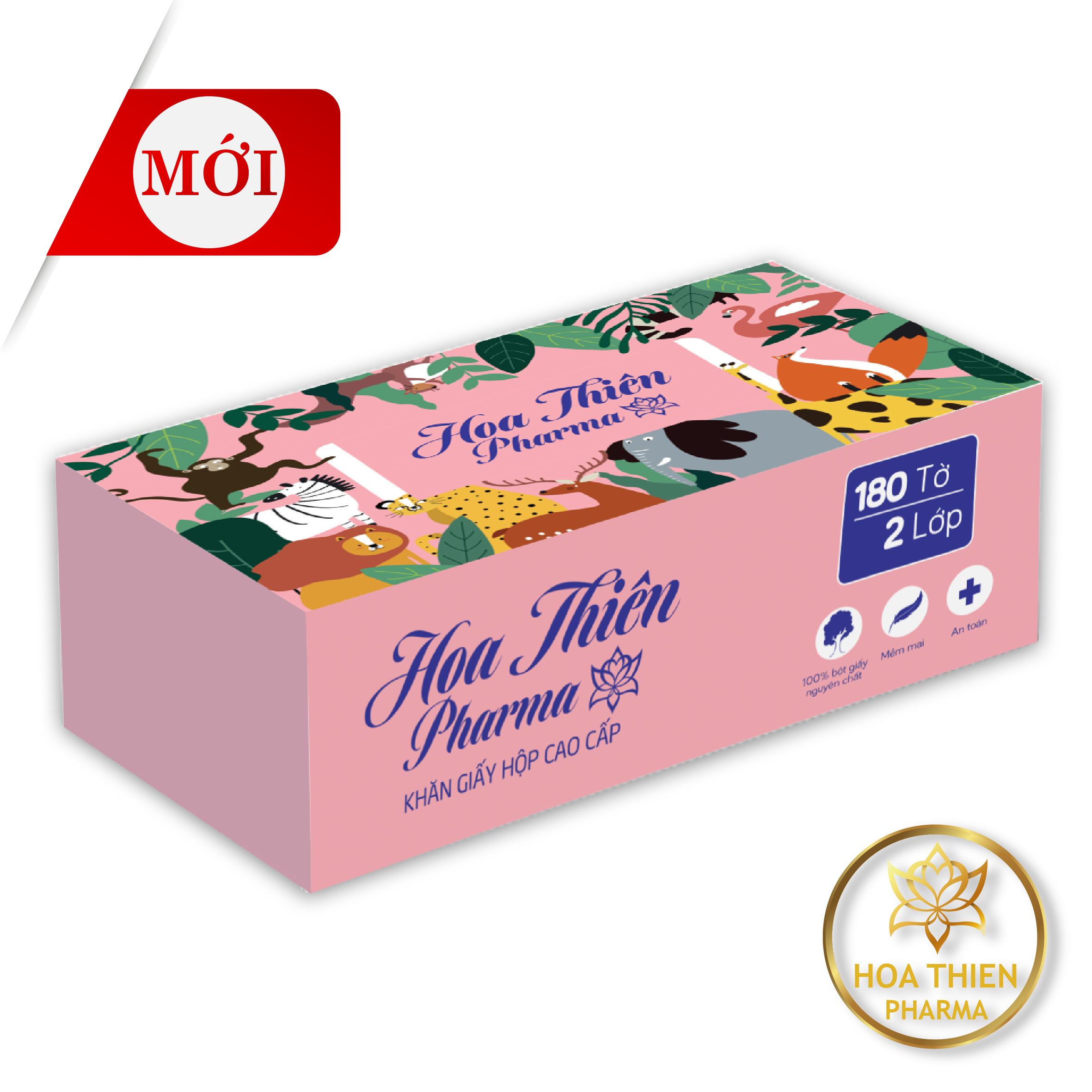 Khăn giấy hộp HOA THIÊN PHARMA Hồng - 180T