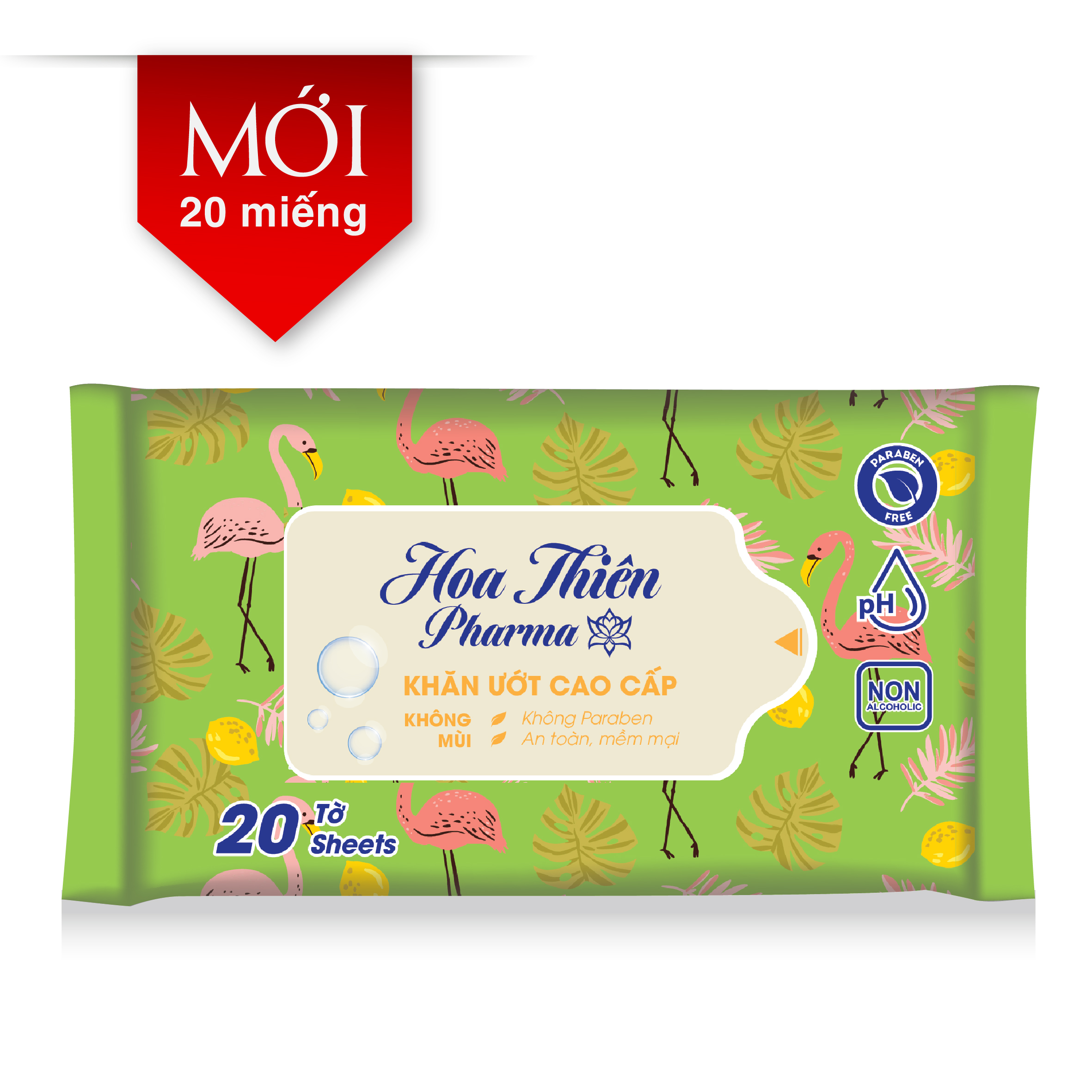Khăn ướt HOA THIÊN Pharma K.mùi GREEN - 20M