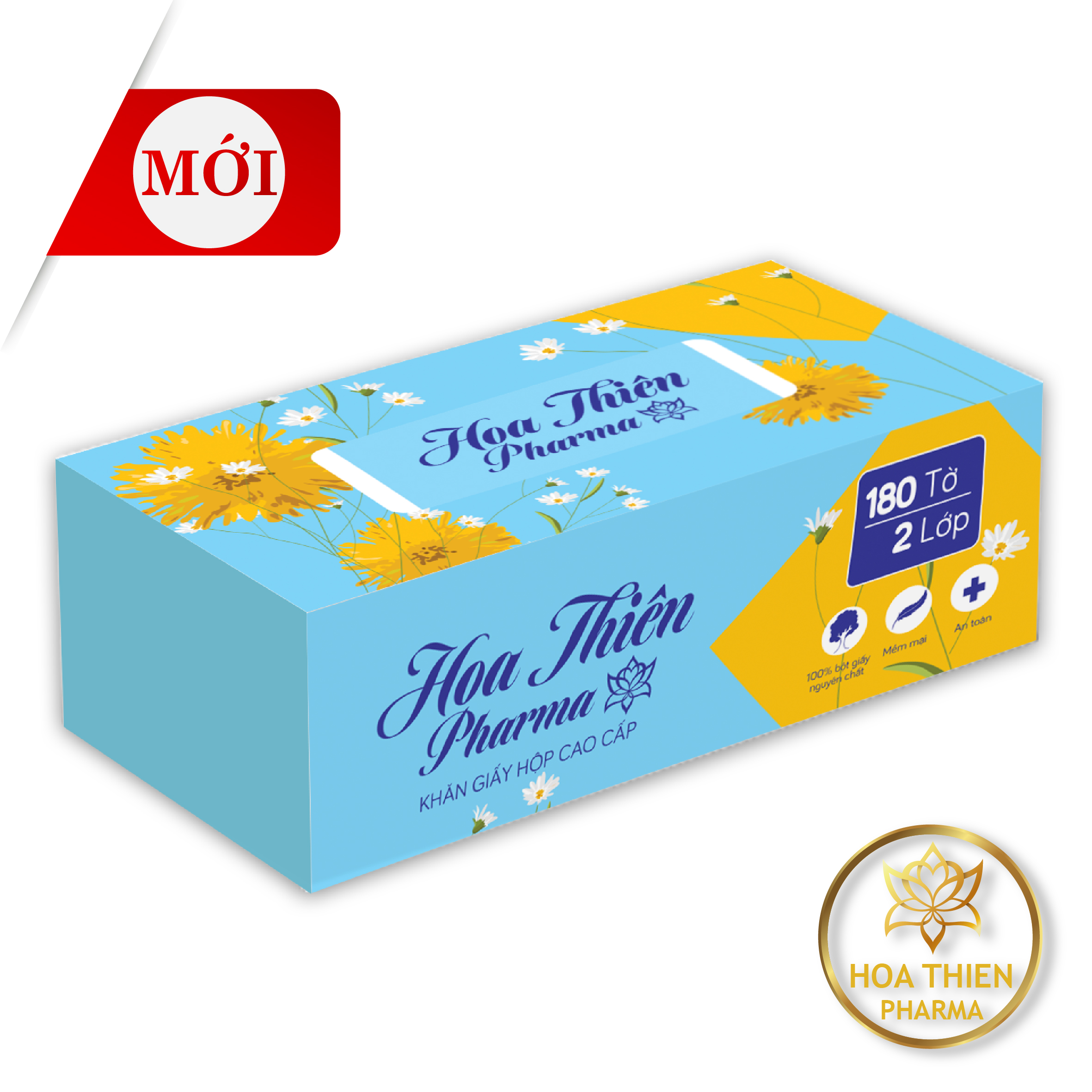Khăn giấy hộp HOA THIÊN PHARMA Xanh - 180T