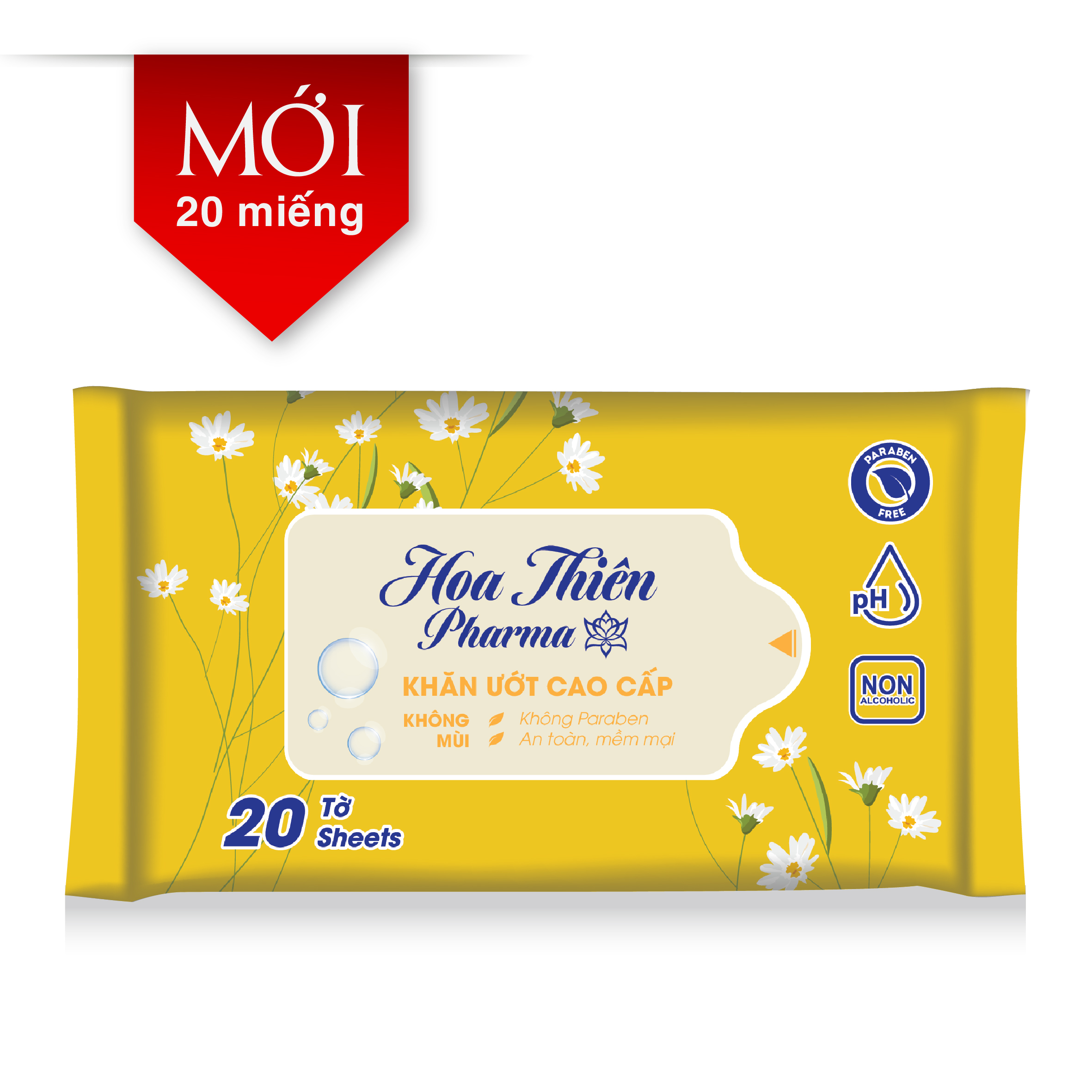 Khăn ướt HOA THIÊN Pharma K.mùi YELLOW - 20M