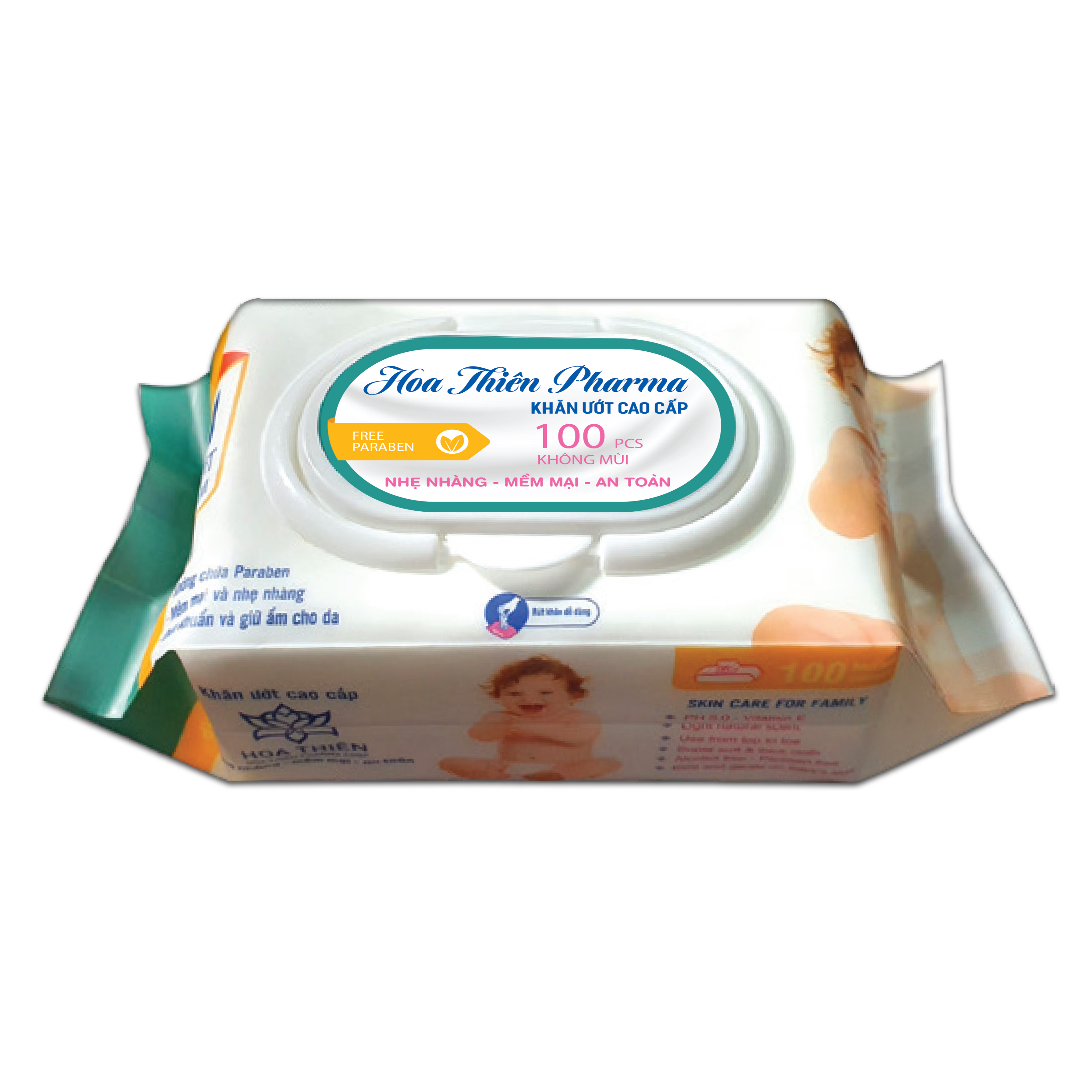 Khăn ướt HOA THIÊN Pharma K.mùi - 100M
