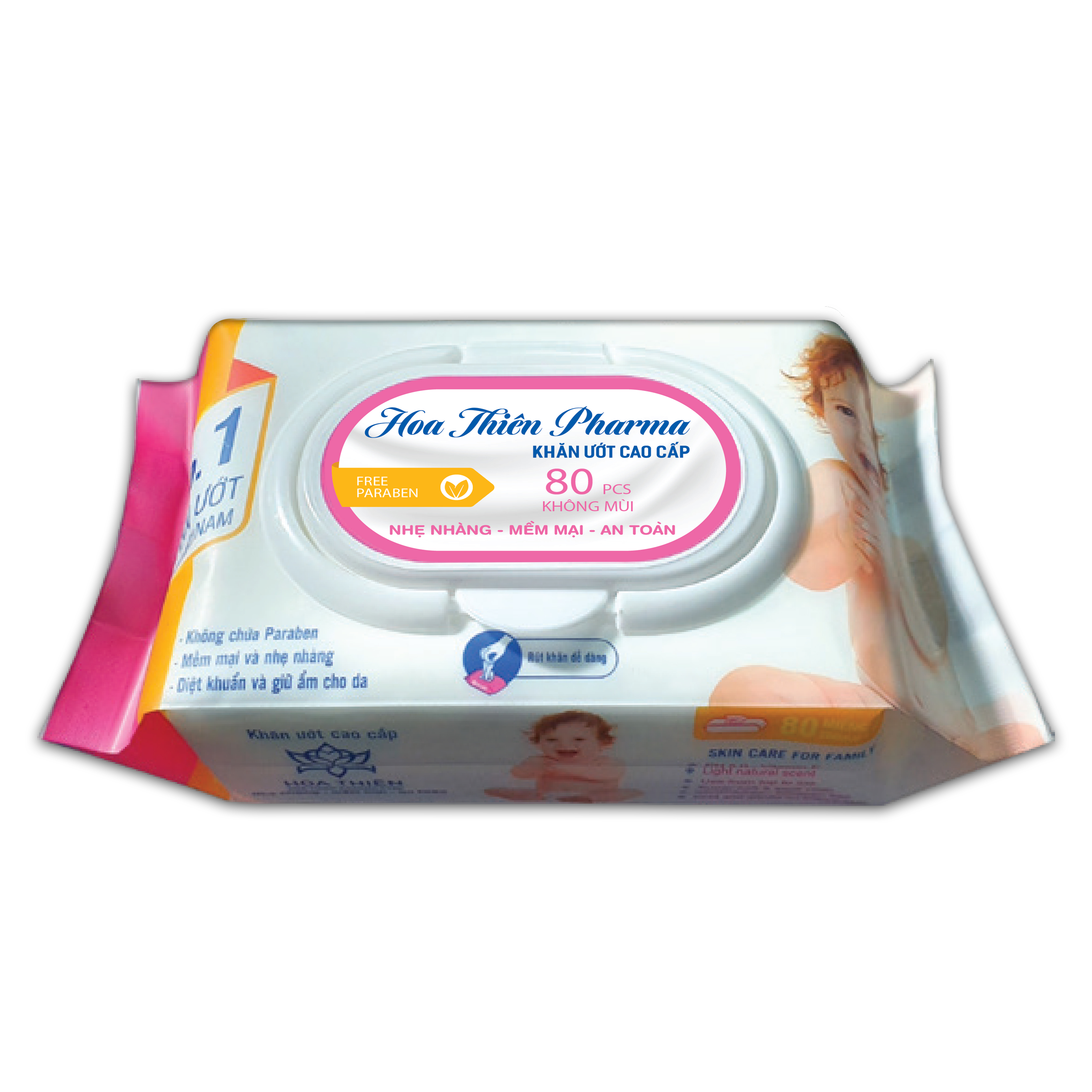 Khăn ướt HOA THIÊN Pharma K.mùi - 80M